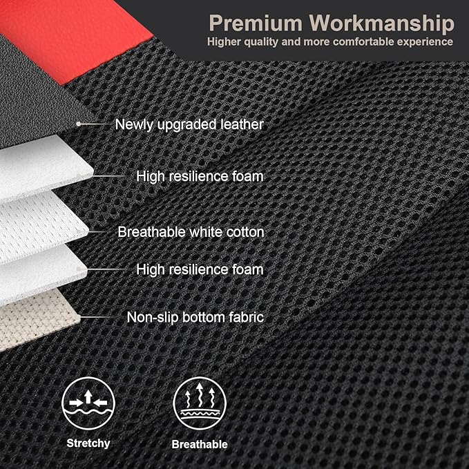 GIANT PANDA Front Seat Cover for Nissan, 3D Air Mesh Car Seat Covers Custom Fit Nissan Altima Rogue Sentra Versa Kicks Frontier Murano Pathfinder Maxima (2-Pack Red)