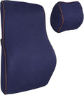 HARFINGTON Car Headrest & Lumbar Support Pillow Kit Memory Foam Ergonomic Seat Headrest & Lumbar Cushion for Driving Office Car Seat, Navy