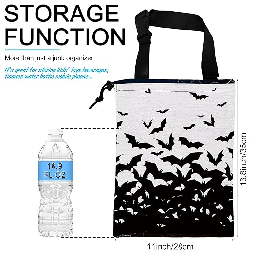 Car Trash Bag Hanging Abstract Black Bat Car Trash Can Waterproof Garbage Bag Hanging for Car Back Seat