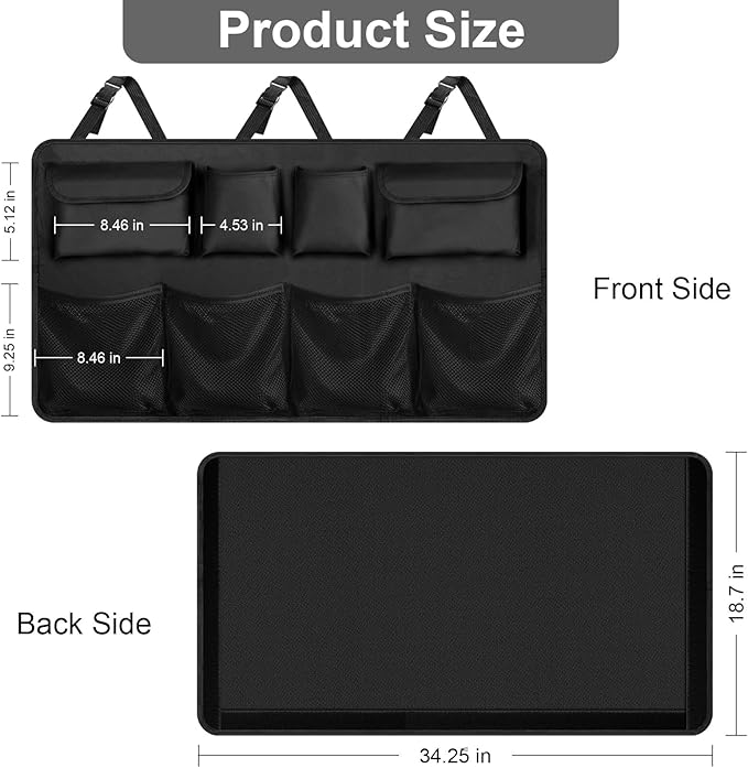 Car Trunk Organizer, Car Storage Bag with 8 Pockets, Car Organizers and Storage, Large Capacity Backseat Hanging Organizer for Car, SUV, Truck, MPV