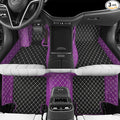 Custom Car Floor Mats Fit 96% Car Model Luxury Leather Waterproof Anti-Skid Full Coverage Liner Front Rear Mat/Set (Black Purple)