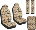FUSURIRE Universal Horse Print Car Interior Accessory Set 5Pcs PU Front Seat Covers, Seat Belt Covers & Center Armrest PadFit for SUV Truck Van Year Round Use
