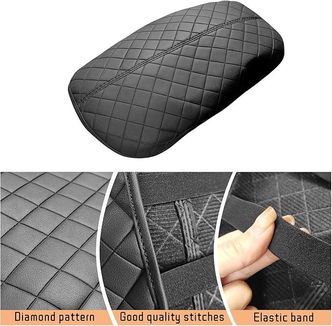 Center Console Cover Compatible with Ford Mustang Ecoboost/GT/Premium/Convertible/Coupe Hardtop 2015-2024 Leather Armrest Box Cushion Cover Middle Console Pad