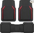 CAR PASS Heavy Duty Rubber Floor Mats for Car, Waterproof Liner Deep Dish Car Mats Full Sets, Universal Trim to Fit for SUV Truck Sedans Vans, All Weather Automotive Floor Mats 3pcs, Black Red