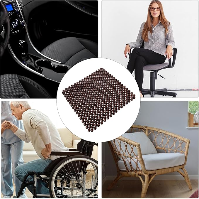 GLEAVI Car Seat Cushion Wood Beads Pad for Driving Comfort - Breathable Square Auto Seat Cushion for Summer Use and Fatigue Relief 17X17 Inches