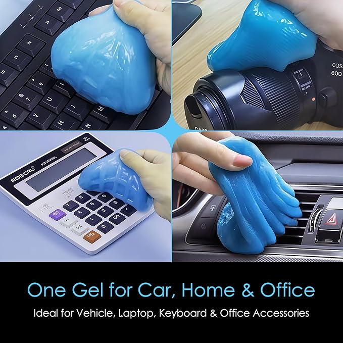 Car Cleaning Gel Detailing Putty | Car Interior Cleaner Slime for Air Vents, Dashboard & Keyboard | Auto Detailing Tool | Drawers, Window Tracks, Calculator & Tight Spaces - Sky Blue