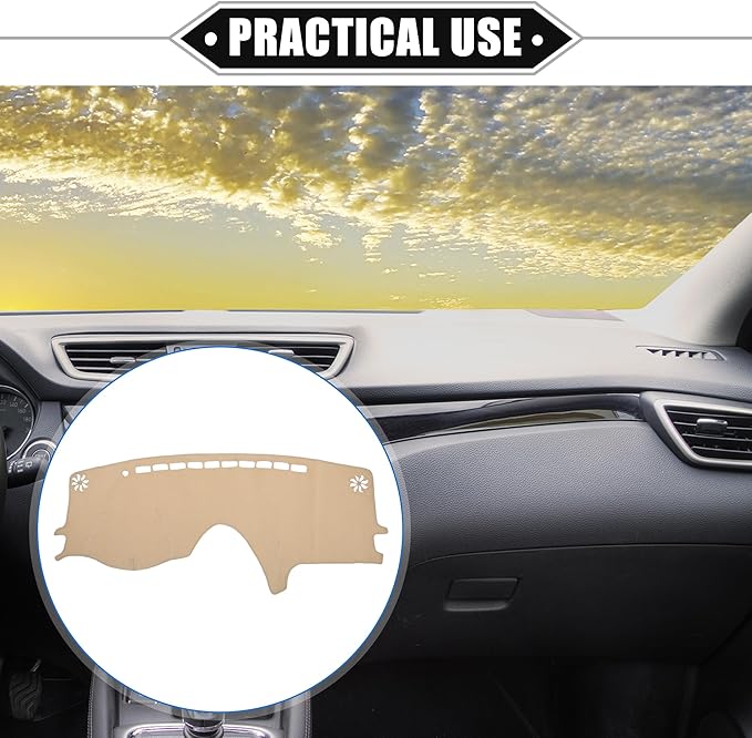 Car Dashboard Cover Mat Compatible for Toyota Sienna 2004-2010, Protective Polyester Beige Center Console Interior Trim Dash Board Mat