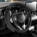 SEG Direct Car Steering Wheel Cover for Prius Civic Model 3 Model Y Camaro, Small Size 14-14.25 inch, Warm Plush, Summer Winter, Black
