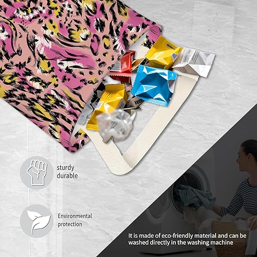 BEAKND Hanging Car Garbage Bag, Cute Car Trash Can Bag, Automotive Accessories for Women Men Colorful Pink Leopard