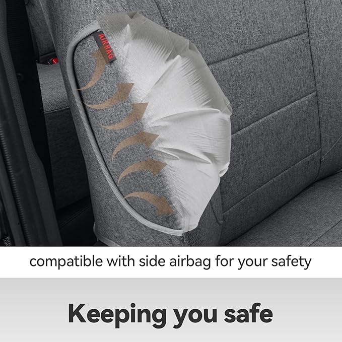 coverdream Corolla Cross Polyester Seat Covers Full Set for 2022-2026 Toyota Corolla Cross L,LE,XLE,S,SE (Non-Hybrid) SUV,Fully Covered,Breathable UV Resistant Cloth Car Seat Protector (Gray)