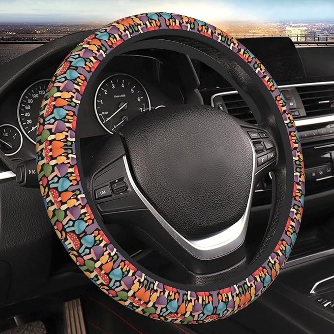 Mushroom Universal Fit Steering Wheel Cover for Car, Truck, and SUV, Durable Steering Wheel Protection
