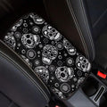 Dreaweet Halloween Center Console Cover for Car Hippie Skull Black Arm Rest Cover Pad Horror Car Accessories Decor Universal Armrest Cover for Cars Trucks SUV Sedan