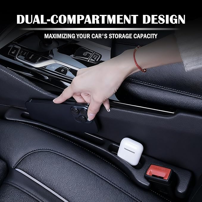2-in-1 Car Seat Gap Filler Organizer & Car Coasters for Cup Holders Set,New Cars Seat Gap Plug with Storage Slot,Universal in Between Cars Seats Catcher Fit for Trucks SUVs