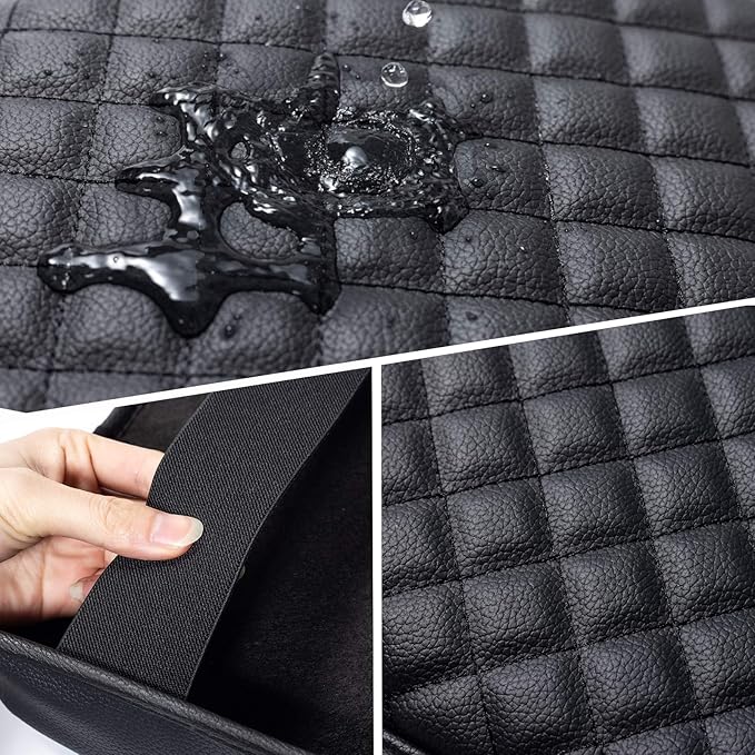 JKCOVER Premium Center Console Cover Compatible with Toyota Tacoma 2016 2017 2018 2019 2020 2021 2022 2023 PU Leather Car Armrest Cushion Protector (Black)