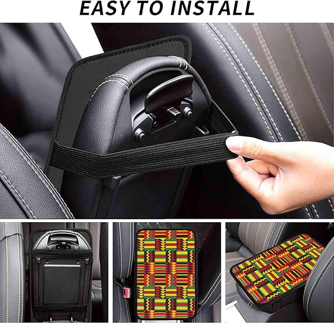 Vintage African Print Car Center Console Cover Car Armrest Cushion Waterproof Middle Console Cover Car Arm Rest Cover Pad Comfortable Car Accessories Interior for SUV Sedan Truck