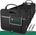 Tonmifr Heavy-Duty Trunk Organizer & Multi-Compartment Storage Box for SUV/Sedan/Minivan,600D Waterproof Oxford,2 Securing Hooks & Reflective Strips-Large Capacity Organiser(92L)
