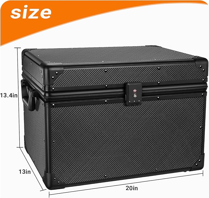 T-carbon Carbon Fiber Car Trunk Organizer Box, Automotive Storage Container,Heavy Duty Trunk Organizer For Car,20 * 13 * 13.4IN,Black