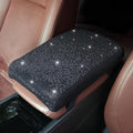 Black Bling Car Armrest Cover with Memory Foam Cushion Pad & Rhinestones, Universal Diamond Center Console Cover for Cars, Bling Middle Console Cover, Bling Car Accessories for Women, Black