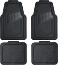 CAR PASS Heavy Duty Rubber Floor Mats 4-Piece Car Mat Set - Universal Waterproof Carbon Fiber Floor Mats for Car SUV Truck, Durable All-Weather Mats(Black)