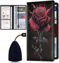 Car Registration Holder, Waterproof PU Leather Vehicle Card Document Glove Box Organizer, Women Interior Auto Accessories Case for Cards, Driver License Car Insurance Holder, Blood Rose Pattern