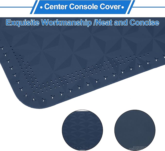 Car Center Console Cushion Pad 12.59"X7.67" Center Console Cover Armrest Seat Box Cover Faux Leather Blue
