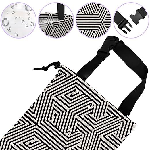 UUCBTAH Car Trash Bag Hanging Hexagonal Geometric Car Trash Can for Back Seat Waterproof Car Trash Bin with Adjustable Straps and Drawstring for Car Accessories Vehicle Travelling Camping