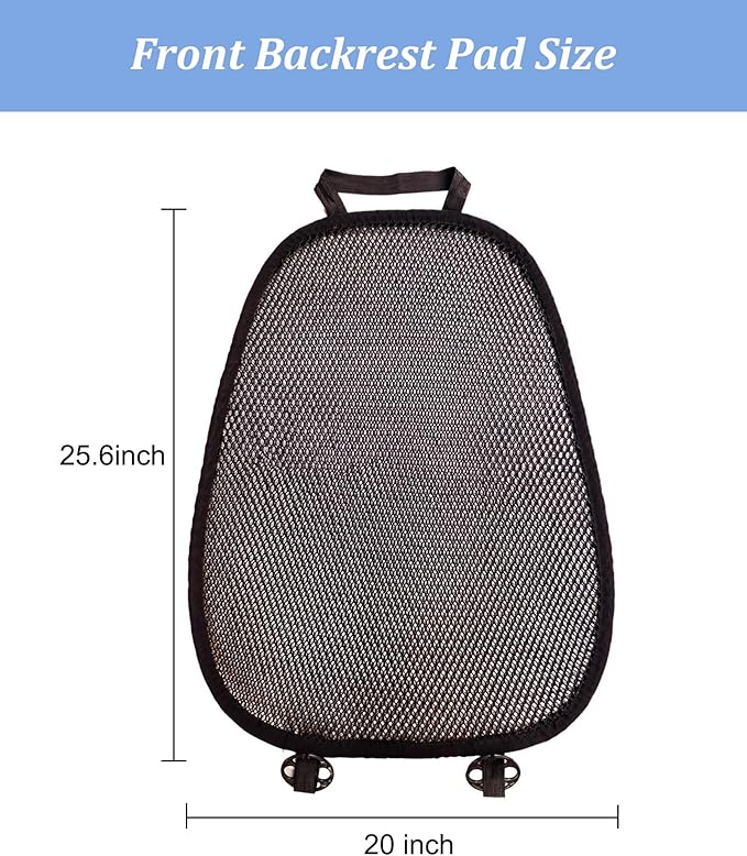 YUNZLAN Breathable 3D Air Mesh Car Seat Cushion Pad,Summer Cool Ventilated Car Back Cushion Fit for Cars, SUVs, Trucks,Pickup 25.6" x 20" (Black, 1 Pack Back Cushion)