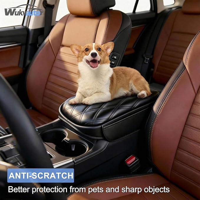 Center Console Cover for 2019-2025 Toyota RAV4 Center Consolce Cover 2025 RAV4 Armrest Cover Cushion Pad for Toyota RAV4 Accessories PU Leather