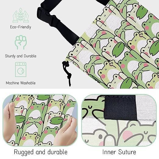 NHNXHWIA Cute Frog Car Garbage Bag,Waterproof Small Car Trash Bag Hanging Back of Seat,Drawstring Hanging Car Trash Bag with Adjustable Buckle for Car Accessories