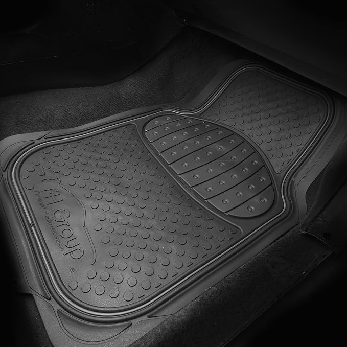 FH Group Automotive Floor Mats Climaproof for All Weather Protection Universal Fit Heavy Duty Rubber fits Most Cars, SUVs, and Trucks (Full Set Trim to Fit) Black