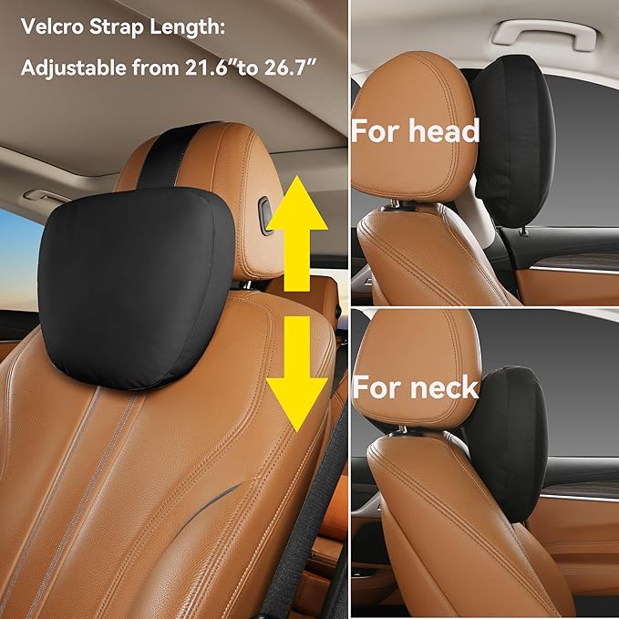2Ps car headrest Pillow, car Neck Pillow for Driving, 11.8x7.5 inches Head Rest Pillow for car,Fits Most car Models, Suede Fabric with Polyester Fiber Filling(Beige)