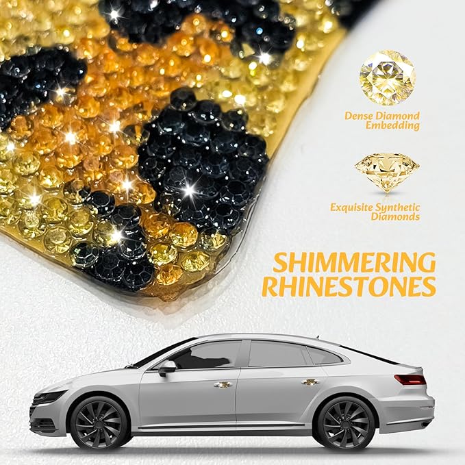 10PCS Bling Car Door Handle Protectors, 4 Door Bowl Stickers + 6 Handle Strips, Crystal Rhinestone Anti-Scratch Car Accessories, Sparkling Auto Decor, Universal for SUV Sedan Truck (Leopard Print)