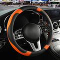 Binsheo Microfiber Leather Steering Wheel Cover, Breathable, Anti Slip, 13.5 inch to 14 inch, Black with Orange