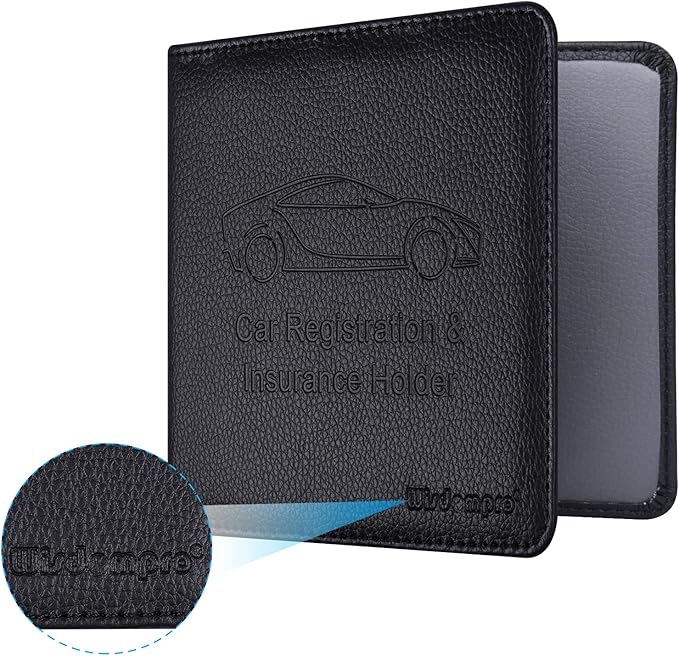 Wisdompro Car Registration and Insurance Holder 2 Pack PU Leather Vehicle Glove Box Documents Organizer Auto Accessories Wallet Paperwork Case for Women ID Card, Driver's License - Pink and Black