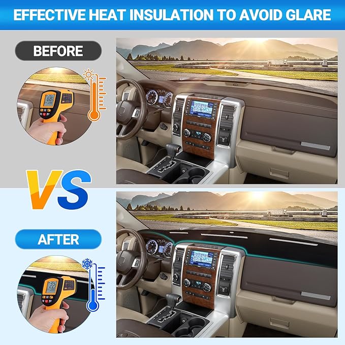 Dash Cover Mat Compatible with 2010 2011 2012 2013 2014 2015 2016 2017 2018 Dodge Ram 1500 2500 3500 Accessories Dashboard Cover Pad Carpet Dash Board Protector Sunshield Cover