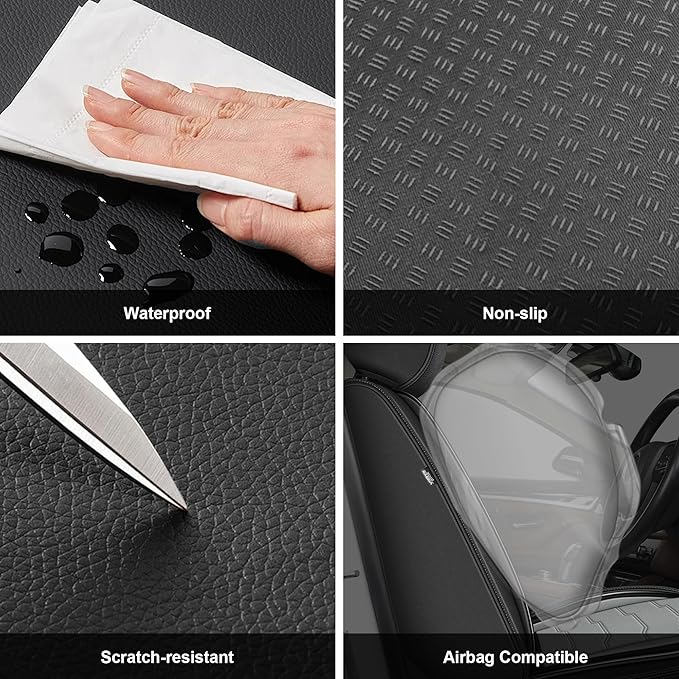 DISUTOGO Seat Covers Fit for Pathfinder 2011-2026 Seat Covers Full Set Car Seat Covers Faux Leather Breathable Waterproof Car Seat Protector (5 Seats, Black&Grey)