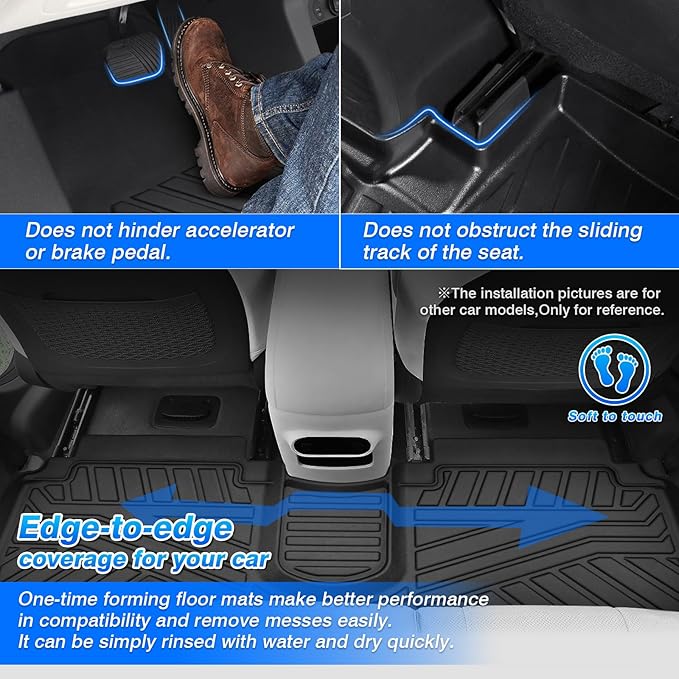 Cartist Floor Mats Compatible with Ford F150 Supercrew 2015-2024 2025 (Include Lightning)(Only Fit Rear Bench Seat w/Under Seat Storage) Heavy Duty Floor Liner