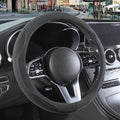 14 inch Gray Suede Steering Wheel Cover, Breathable Non-Slip Sweat-Proof Wear-Resistant No Pilling, Warm in Winter and Cool in Summer