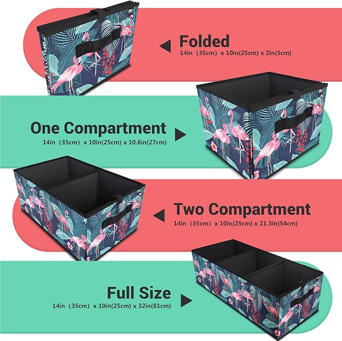 MIU COLOR Car Trunk Organizer with Lid, Foldable Car Storage Organizer with 3 Compartments, 8 Pockets, Leather Handles, Non-Slip Bottom, Car Organizer and Storage for SUV, Van, Grocery, Camping