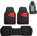 FH Group F11511 Trimmable Heavy Duty Tall Channel Floor Mats (Red) Full Set with Gift - Universal Fit for Cars Trucks and SUVs