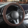 Brown Suede Steering Wheel Cover, Breathable Non-Slip Sweat-Proof Wear-Resistant No Pilling, Warm in Winter and Cool in Summer, Universal 15 inch