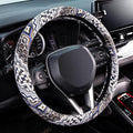 SEG Direct Steering Wheel Cover Handwoven Flax with Geometric Patterns, Anti-Slip & Breathable, Ethnic Style Steering Wheel Protector, Fits 14.5" - 15.25" Wheels