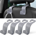 LivTee Car Purse Hook, 4 Pack Universal Auto Seat Headrest Hook Hangers Organizer for Coats, Umbrellas, Groceries - Carbon Fiber Gray