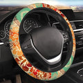 Hawaiian Island Tropical Car Steering Wheel Cover for Women Men 14-15 Inch Stretch Cloth Anti-Slip Wrap Protector Case Fit Universal Auto Accessories Decor Sweat Absorption