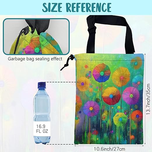 KXWQTRDD Car Garbage Bag Abstract Colorful Flowers Hanging Canvas Car Trash Bag Drawstring Car Back Seat Organizer for Car Back Front Seat Console with Adjustable Buckle