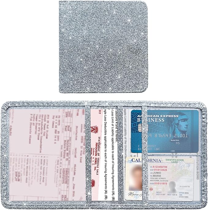 Kewucn Car Registration and Insurance Holder, Leather Auto Glove Box Organizer, Vehicle Compartment Accessories Case for Cards, Driver License & Essential Documents