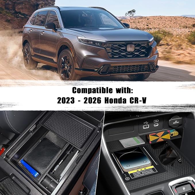 Neepiar 2PCS Center Console Organizer Tray and Armrest Storage Box Compatible with 2026 2025 2024 2023 Honda CRV Accessories Insert Secondary Storage Box with ABS Material