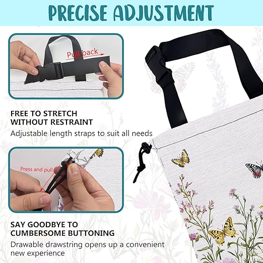 KXWQTRDD Car Garbage Bag Watercolor Butterfly Wildflower Drawstring Car Trash Bag Hanging for Back Seat with Adjustable Buckle Canvas Vehicle Trash Can Easy-to-Install