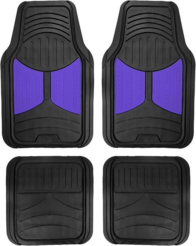 TLH Monster Eye Car Trimmable Floor Mats - Heavy-Duty Blue Rubber Floor Mats for Cars, Universal Fit Full Set, Climaproof™ Waterproof Floor Mats for Most Cars, Sedan, SUV, Truck Floor Mats