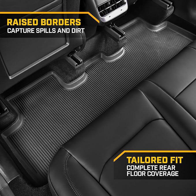 Cat® JustFit™ 3D Floor Mats for Tesla Model Y 2020–2024 Custom Fit All Weather Floor Liners, Heavy Duty Rubber Mats for Tesla Model Y – Premium Tesla Accessories for Full Interior Protection